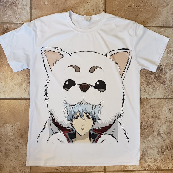 Anime White Dog, Boy with Gray White Hair Size XL Extra Large T-Shirt Tee Shirt - Picture 1 of 7